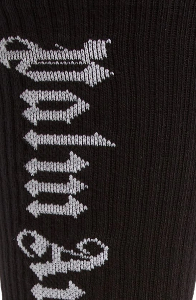 Shop Palm Angels Classic Logo Cotton Blend Crew Socks In Black White