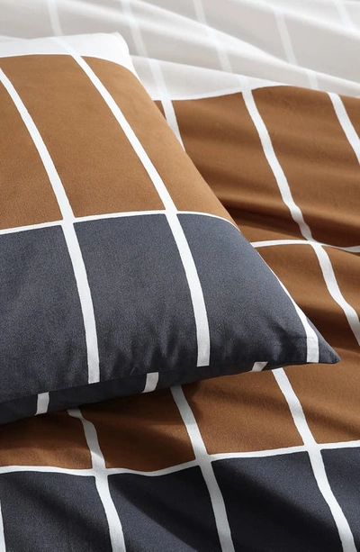 Shop Marimekko Tiiliskivi Raita Duvet Cover & Shams Set In Charcoal Grey