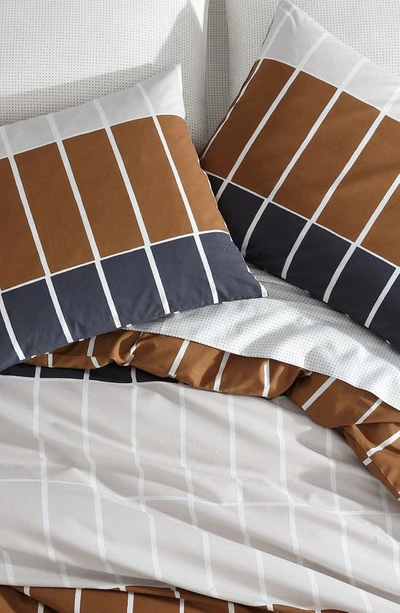 Shop Marimekko Tiiliskivi Raita Duvet Cover & Shams Set In Charcoal Grey