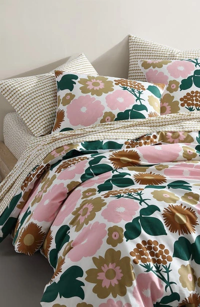 Shop Marimekko Pieni Kukkatori Duvet Cover & Shams Set In Pink/ Beige