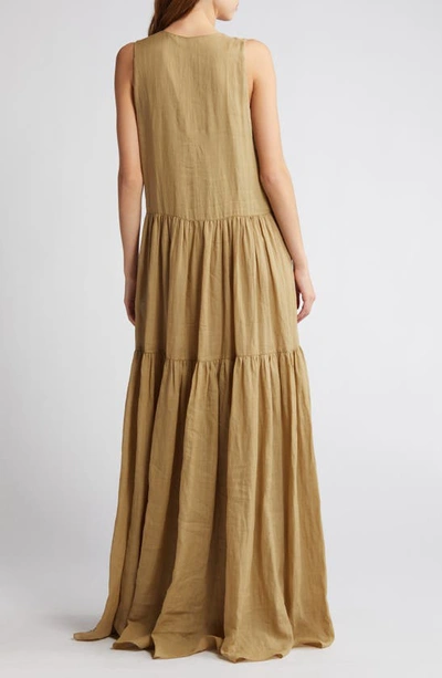 Shop Frame Sleeveless Tiered Maxi Dress In Cypress