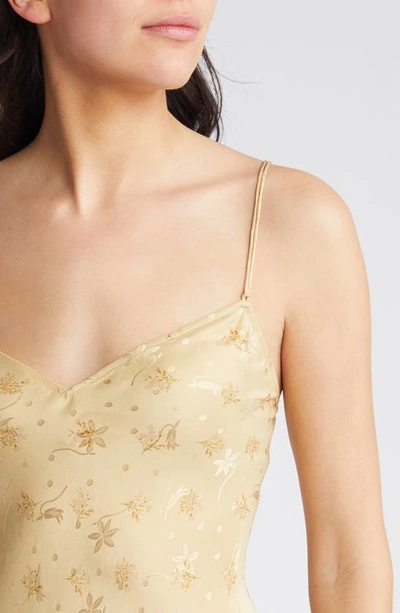 Shop Frame Floral Jacquard Silk Slipdress In Golden Floral