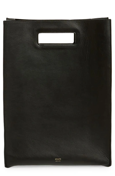 Shop Khaite The Hudson Leather Tote In Black