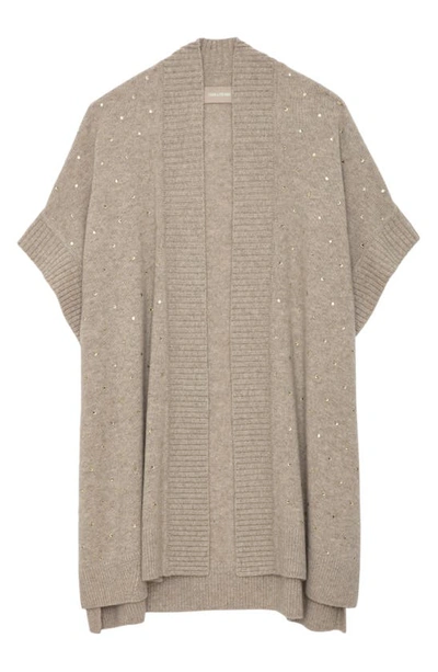 Shop Zadig & Voltaire Indiany Studded Cashmere Cardigan In Light Beige