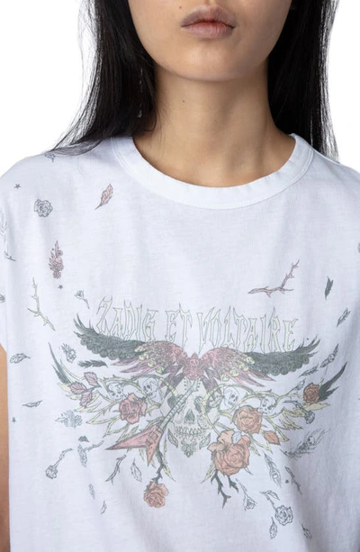Shop Zadig & Voltaire Cecilia Cotton Graphic T-shirt In Blanc