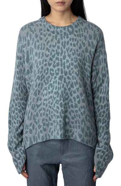 Shop Zadig & Voltaire Markus Leopard Cashmere Sweater In Nuage