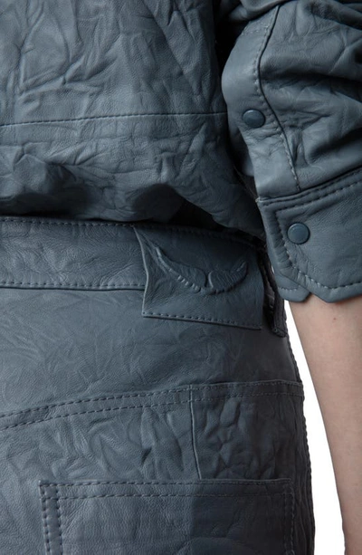 Shop Zadig & Voltaire Pistol Crinkled Leather Pants In Light Blue