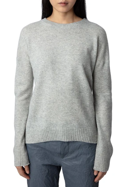 Shop Zadig & Voltaire Cici Mock Neck Cashmere Sweater In Gris Chine Clair
