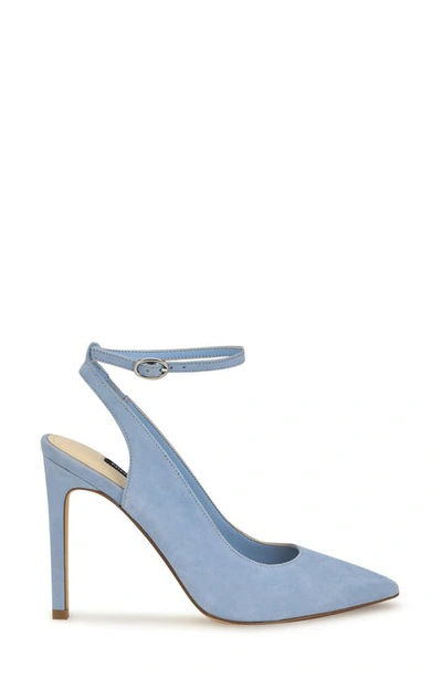 Shop Nine West Taran Ankle Strap Pointed Toe Pump In Medium Blue