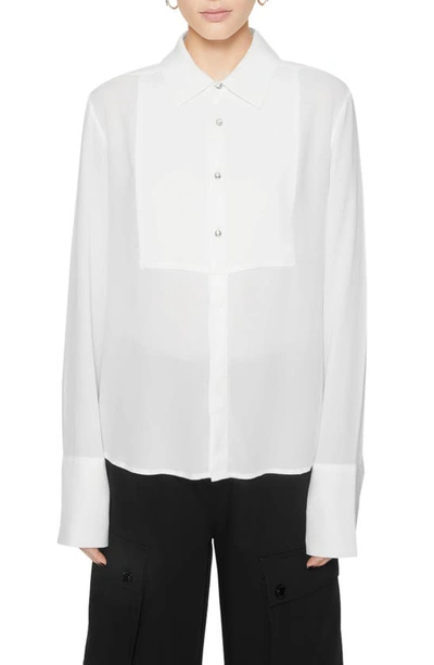 Shop Rebecca Minkoff Ophelia Tie Neck Long Sleeve Button-up Top In White