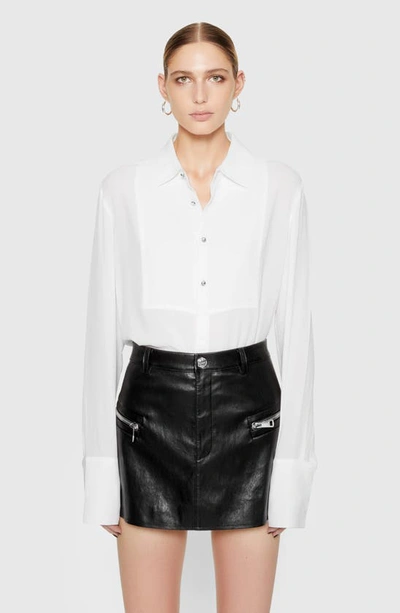 Shop Rebecca Minkoff Ophelia Tie Neck Long Sleeve Button-up Top In White