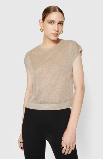 Shop Rebecca Minkoff Scarlett Cap Sleeve T-shirt In Lurex Gold