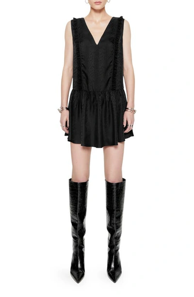 Shop Rebecca Minkoff Valerie Lace Trim Sleeveless Silk Blend Minidress In True Black