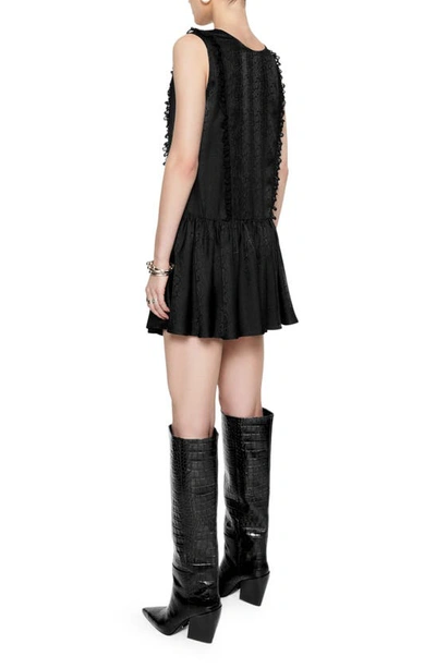 Shop Rebecca Minkoff Valerie Lace Trim Sleeveless Silk Blend Minidress In True Black