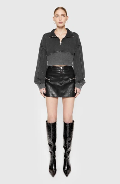 Shop Rebecca Minkoff Poppy Leather Miniskirt In True Black