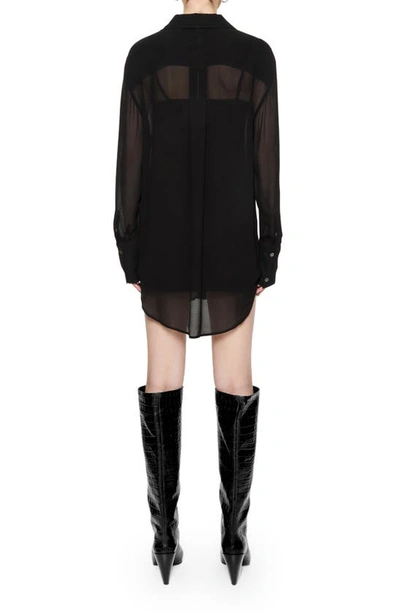 Shop Rebecca Minkoff Ophelia Tie Neck Long Sleeve Button-up Top In True Black