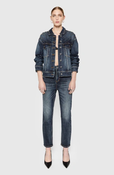 Shop Rebecca Minkoff Ozzy Stud Detail High Waist Ankle Jeans In Skyline Wash