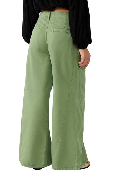 Shop Free People Light As Spring Wide Leg Trousers In Verde