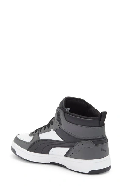 Shop Puma Rebound Joy High Top Sneaker In Dark Shadow- Black-white