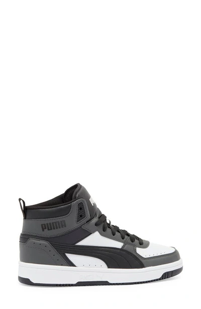 Shop Puma Rebound Joy High Top Sneaker In Dark Shadow- Black-white