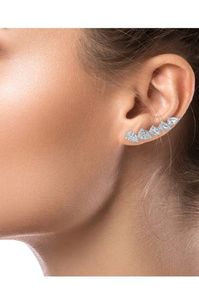 Cz By Kenneth Jay Lane Pear Cut Cz Ear Crawlers In Clear/ Silver