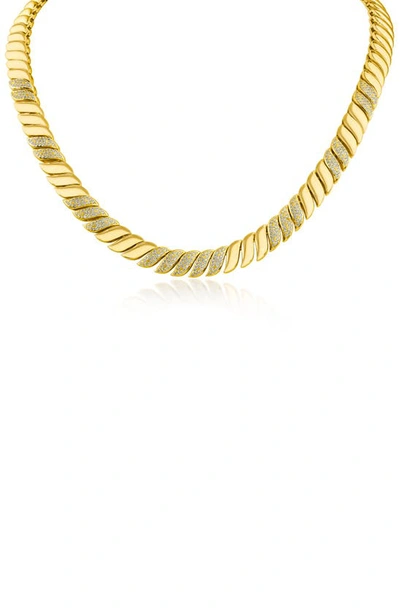 Shop Cz By Kenneth Jay Lane Estate Cz Necklace In Clear/ Gold