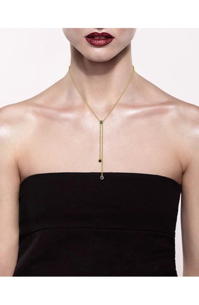 Shop Cz By Kenneth Jay Lane Cz Lariat Necklace In Multi Blue/ Gold