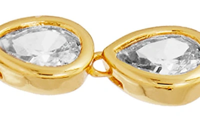 Savvy Cie Jewels Pear Cz Linear Drop Earrings In Yellow