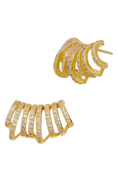 Shop Savvy Cie Jewels Cz Pavé Ear Hugger Earrings In Yellow