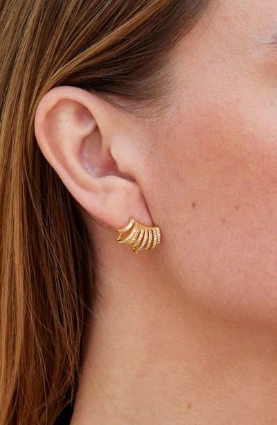 Savvy Cie Jewels Cz Pavé Ear Hugger Earrings In Yellow