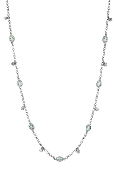 Shop Savvy Cie Jewels Aquamarine Station Chain Necklace In White