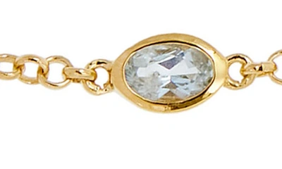 Savvy Cie Jewels Aquamarine Station Chain Necklace In Yellow