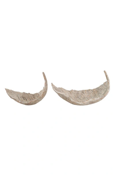 Shop Willow Row Leaf Set Of 2 Decorative Bowls In Champagne