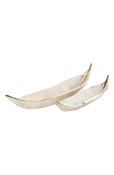 Shop Willow Row Set Of 2 Leaf Decorative Bowls In Silver