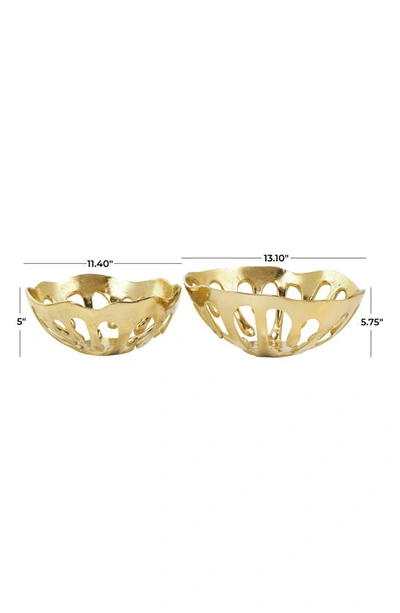 Vivian Lune Home Set Of Two Gold Aluminium Decorative Bowls In Gold