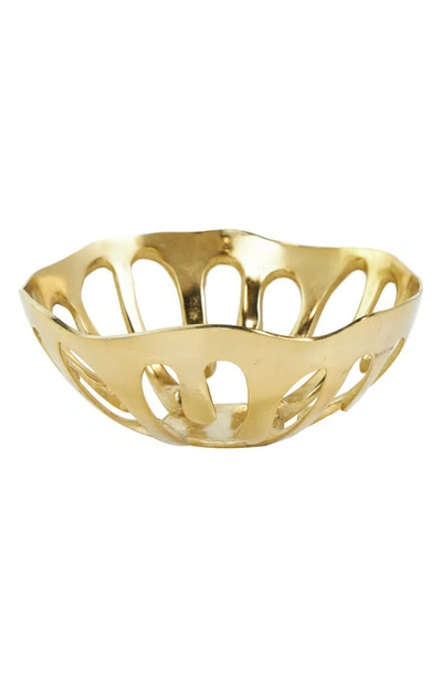 Vivian Lune Home Set Of Two Gold Aluminium Decorative Bowls In Gold