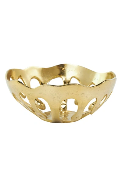 Vivian Lune Home Set Of Two Gold Aluminium Decorative Bowls In Gold