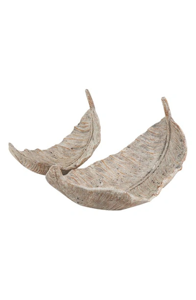 Shop Willow Row Leaf Set Of 2 Decorative Bowls In Champagne