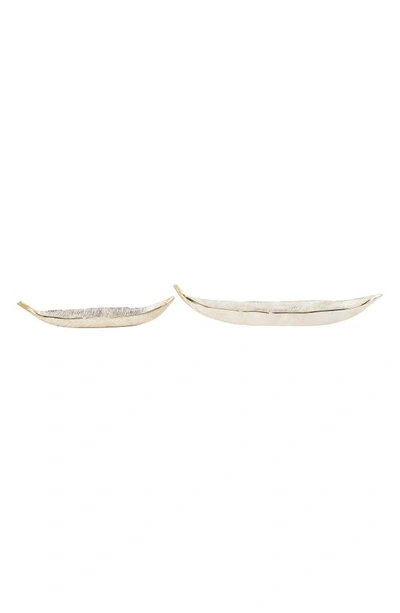 Shop Willow Row Set Of 2 Leaf Decorative Bowls In Silver