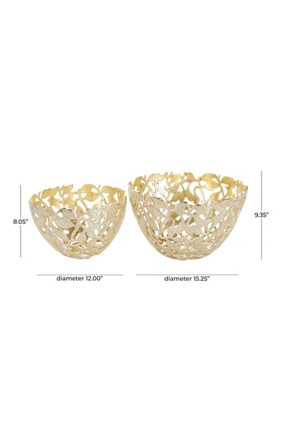 Shop Willow Row Set Of 2 Leaf Decorative Bowls In Gold