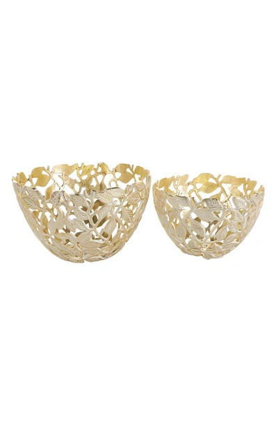 Shop Willow Row Set Of 2 Leaf Decorative Bowls In Gold