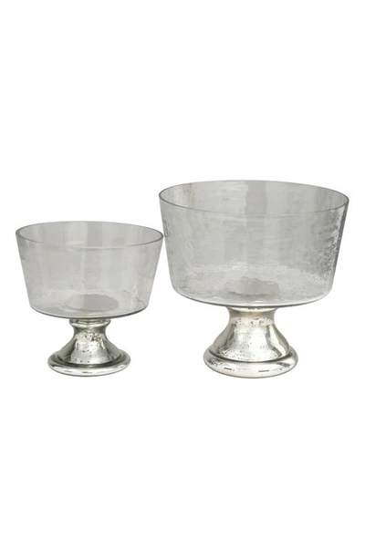 Vivian Lune Home Set Of 2 Silver Glass Decorative Bowls In Silver