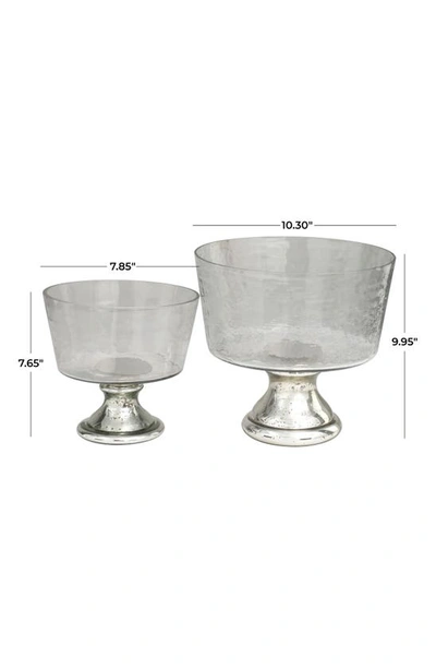 Vivian Lune Home Set Of 2 Silver Glass Decorative Bowls In Silver