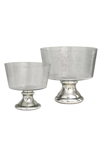 Vivian Lune Home Set Of 2 Silver Glass Decorative Bowls In Silver