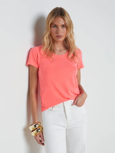 Shop L Agence Cory Cotton Scoopneck Tee In Neon Coral