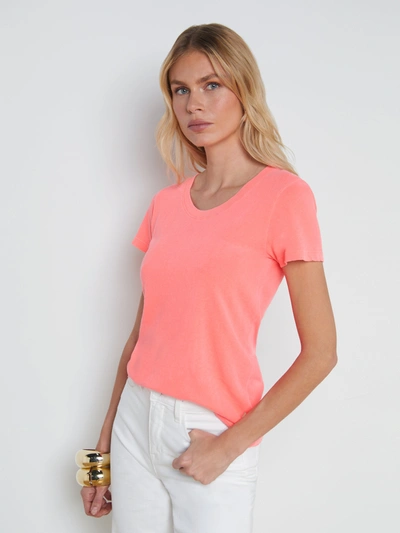 Shop L Agence Cory Cotton Scoopneck Tee In Neon Coral