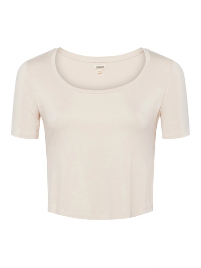 Shop L Agence Dana Scoopneck Cropped Tee In Bisque