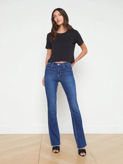 L Agence Donna Cotton Cropped Tee In Black