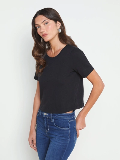 L Agence Donna Cotton Cropped Tee In Black