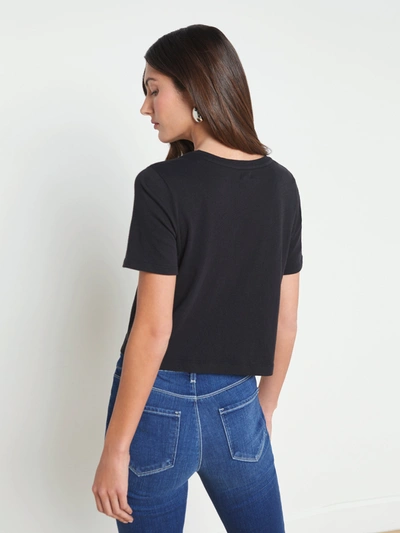 Shop L Agence Donna Cotton Cropped Tee In Black